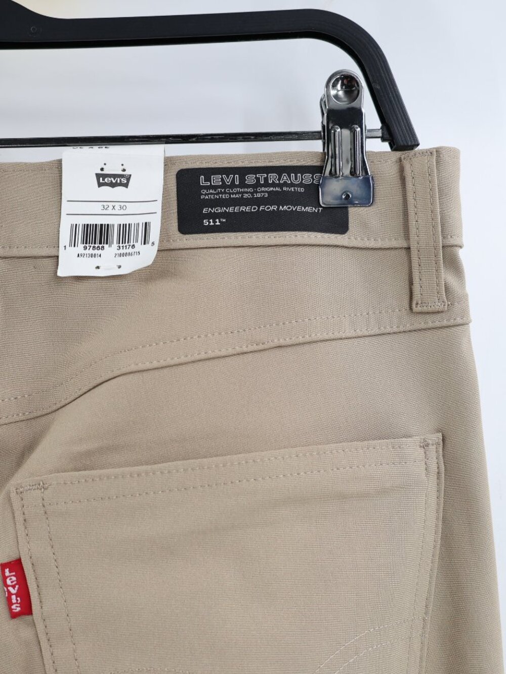 NWT Levi's 511 Slim Tech Pants mens 32 L29.5 tan Stretch Tapered chino golf work - Picture 4 of 13